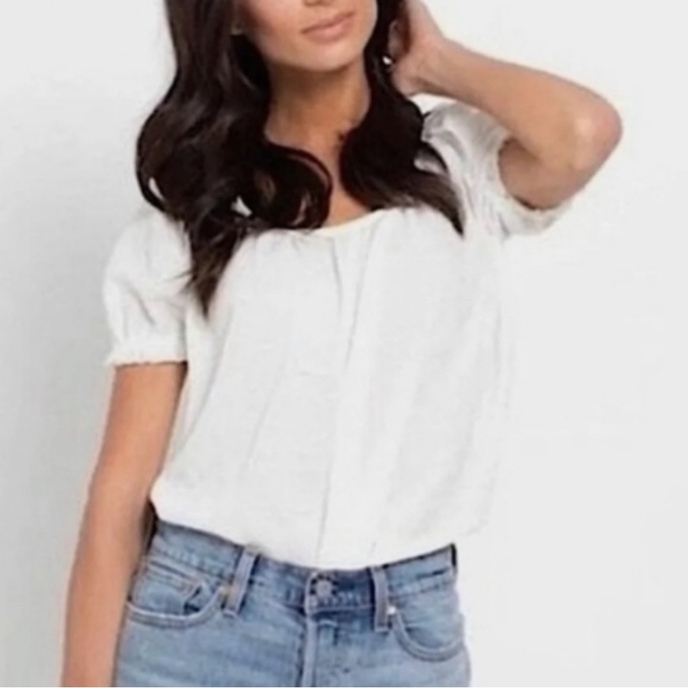 NWT Madewell Texture & Thread Peasant Top in white